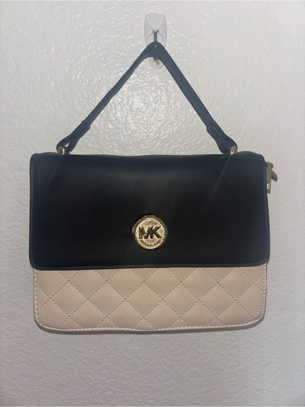 Michael Kors Two-Tone Black and Cream Quilted Shoulder Bag